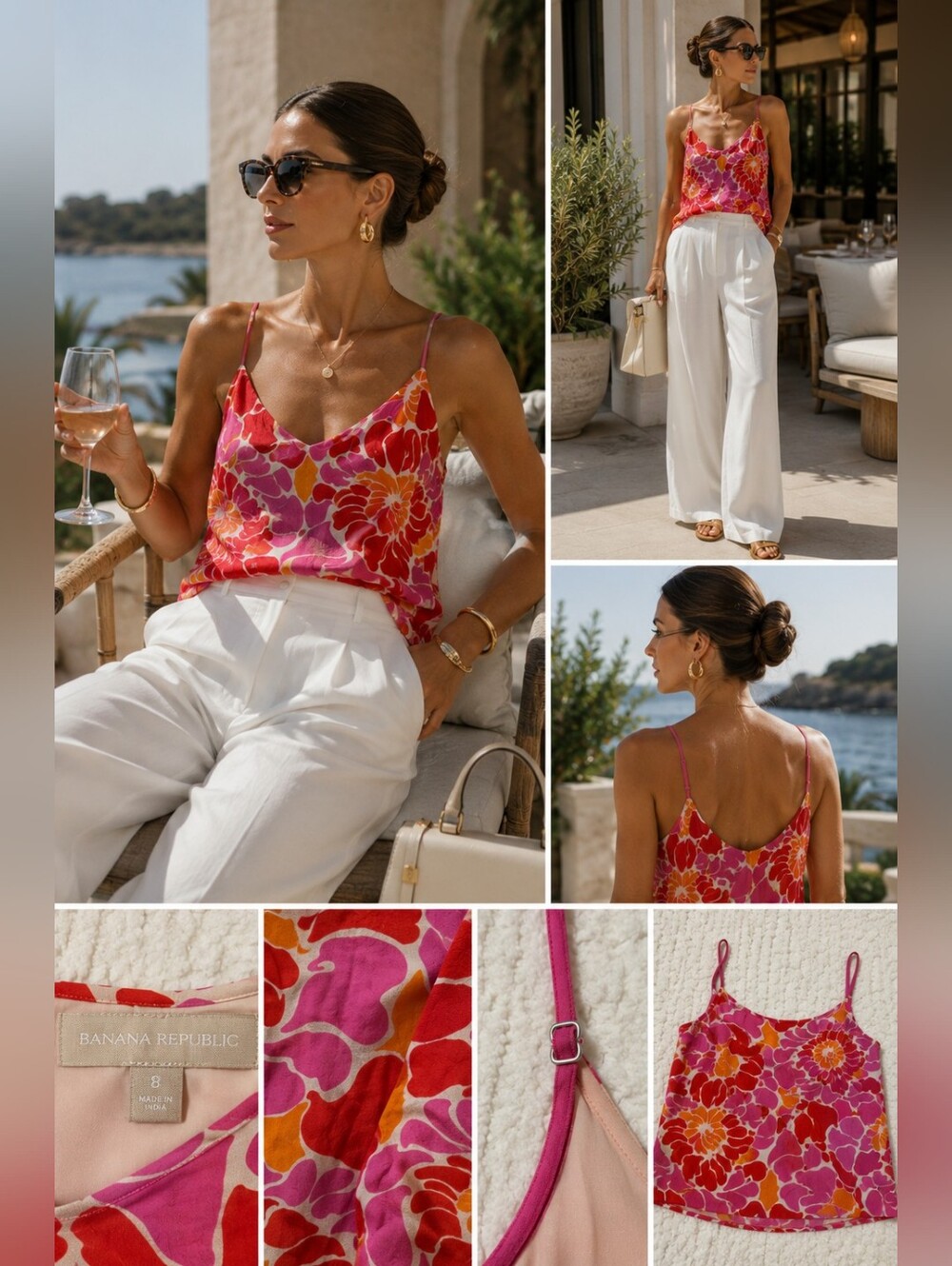 Banana Republic Bright Floral Cami Blouse Size 8